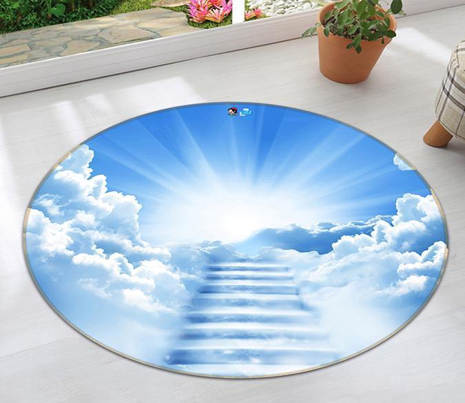 3D Sky Ladder 125 Round Non Slip Rug Mat Mat AJ Creativity Home 