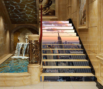 3D New York Sunset 876 Stair Risers Wallpaper AJ Wallpaper 
