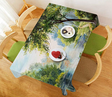 3D Oil Painting River Trees 633 Tablecloths Wallpaper AJ Wallpaper 