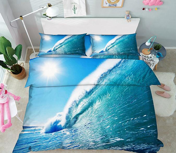 3D Blue Sea High Wave 102 Bed Pillowcases Quilt Wallpaper AJ Wallpaper 