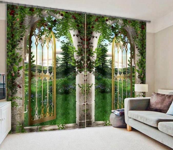 3D Arch Gate Scenery 896 Curtains Drapes Wallpaper AJ Wallpaper 