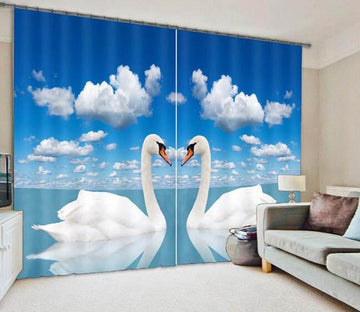 3D Sea White Swans 915 Curtains Drapes Wallpaper AJ Wallpaper 