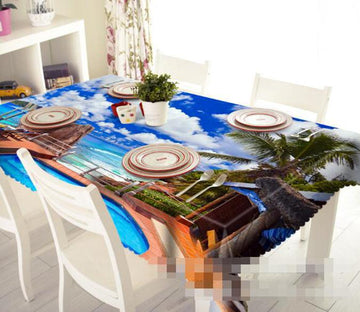 3D Seaside Swimming Pool 1301 Tablecloths Wallpaper AJ Wallpaper 