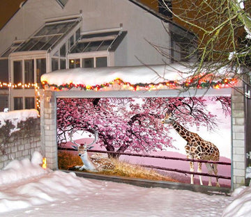 3D Giraffe And Deer 303 Garage Door Mural Wallpaper AJ Wallpaper 