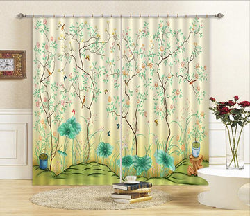 3D Flowers Trees Birds Curtains Drapes Wallpaper AJ Wallpaper 