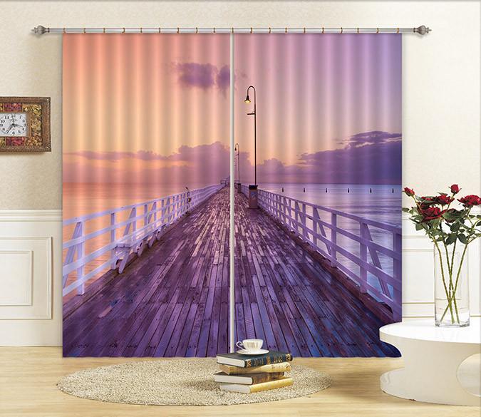 3D Sea Wooden Corridor 231 Curtains Drapes Wallpaper AJ Wallpaper 