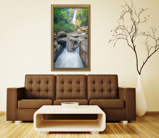 3D Forest Waterfall 053 Fake Framed Print Painting Wallpaper AJ Creativity Home 