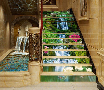 3D Creek Swans 1530 Stair Risers Wallpaper AJ Wallpaper 