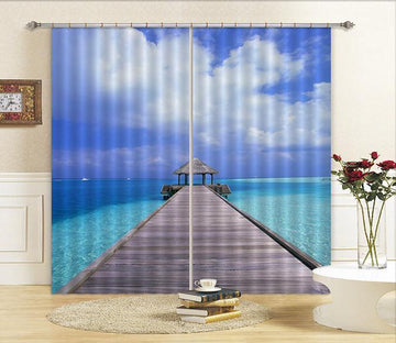 3D Sea Bridge Pavilion 232 Curtains Drapes Wallpaper AJ Wallpaper 