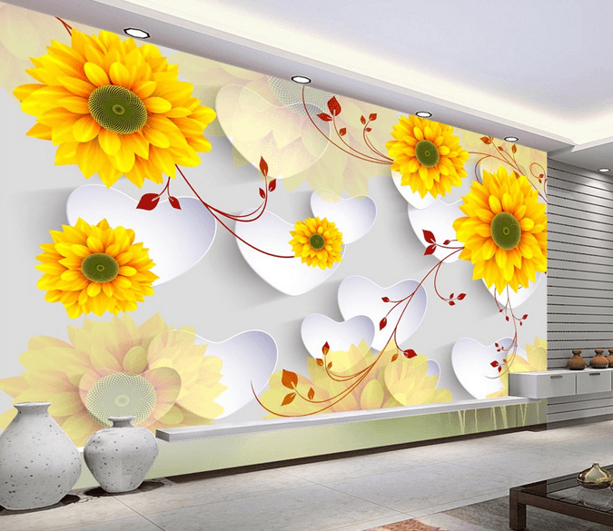 Fashion Yellow Flowers Wallpaper AJ Wallpaper 