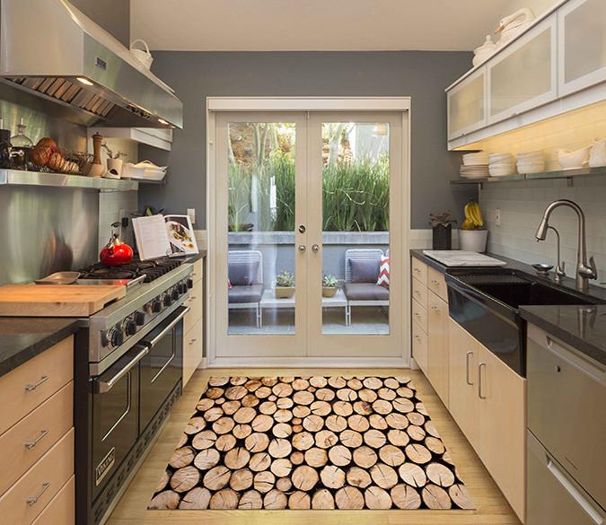 3D Piled Wood Kitchen Mat Floor Mural Wallpaper AJ Wallpaper 