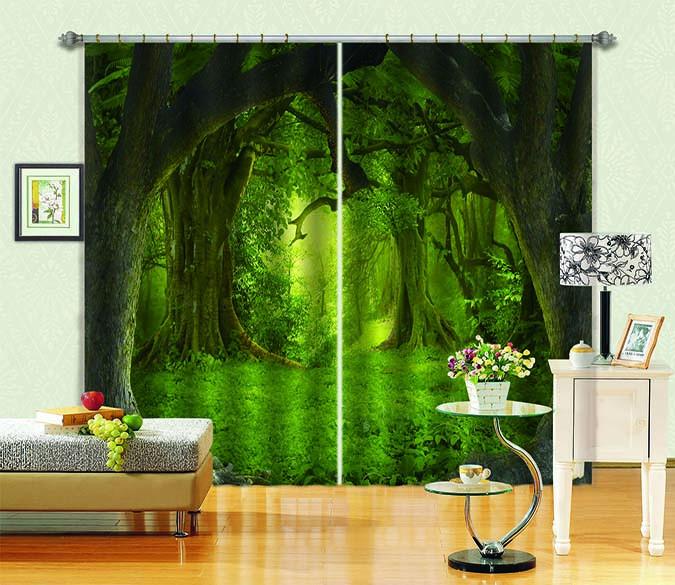 3D Thick Green Forest 743 Curtains Drapes Wallpaper AJ Wallpaper 