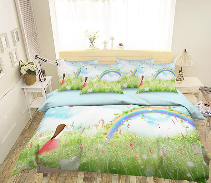 3D Flowers Field Rainbow 341 Bed Pillowcases Quilt Wallpaper AJ Wallpaper 