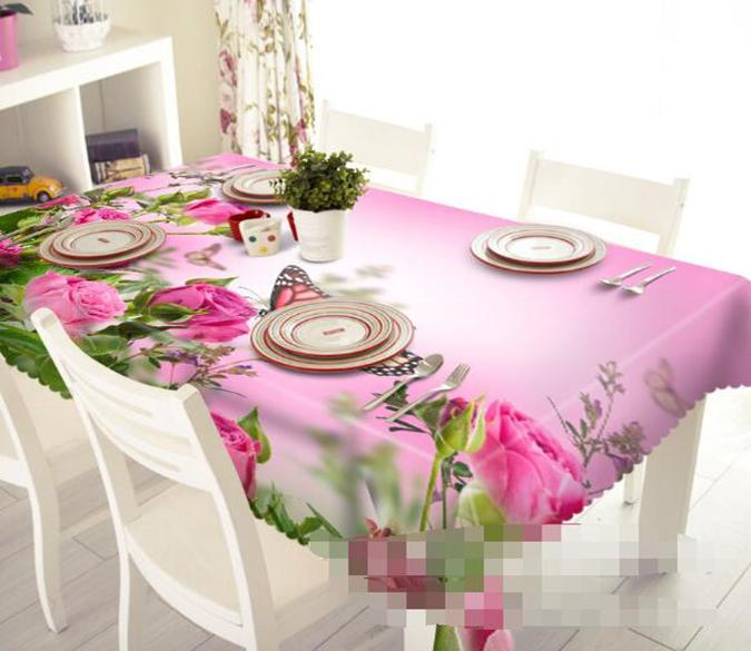 3D Flowers Butterflies 1334 Tablecloths Wallpaper AJ Wallpaper 