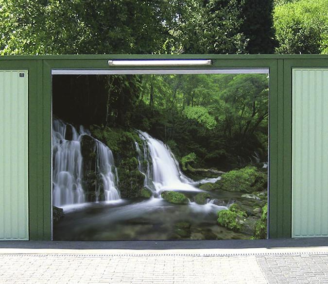 3D Forest Waterfalls 110 Garage Door Mural Wallpaper AJ Wallpaper 