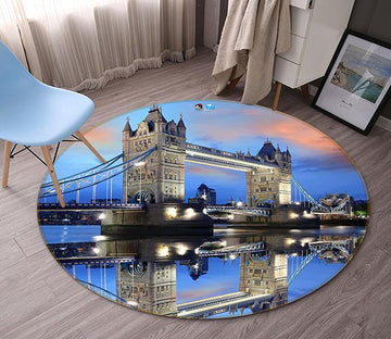 3D London Bridge Scenery 140 Round Non Slip Rug Mat Mat AJ Creativity Home 