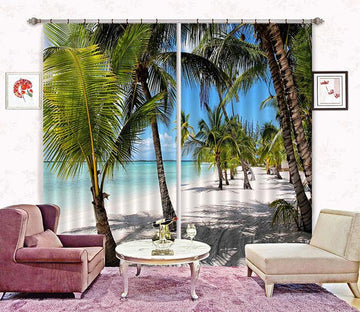 3D Beach Trees Curtains Drapes Wallpaper AJ Wallpaper 