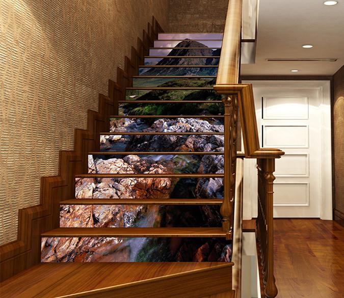 3D Stony Creek Mountains 1458 Stair Risers Wallpaper AJ Wallpaper 