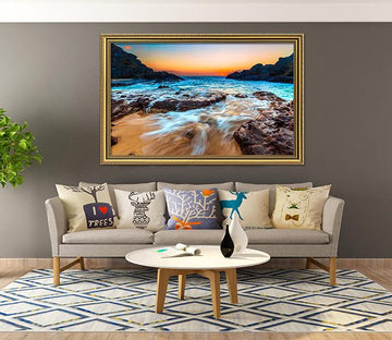 3D Sunset Sea 156 Fake Framed Print Painting Wallpaper AJ Creativity Home 