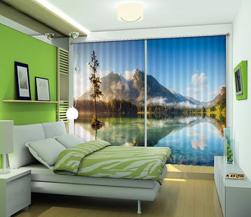 3D Misty Mountains Lake 401 Curtains Drapes Wallpaper AJ Wallpaper 