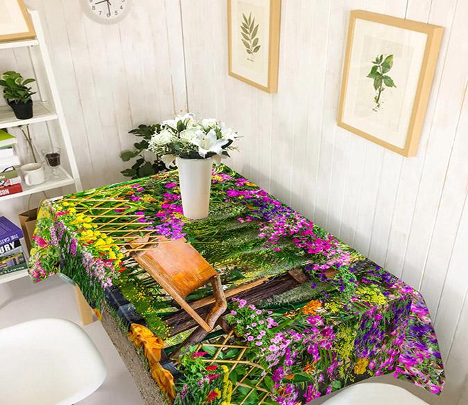 3D Garden Flowers Bench 655 Tablecloths Wallpaper AJ Wallpaper 
