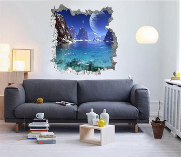 3D Blue Lake Landscape 227 Broken Wall Murals Wallpaper AJ Wallpaper 
