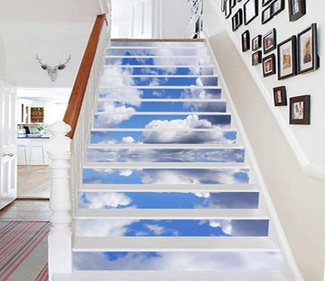 3D Calm Sea White Clouds 1010 Stair Risers Wallpaper AJ Wallpaper 
