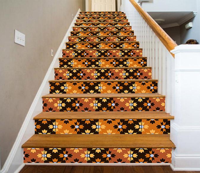3D Retro Flower Pattern 1700 Stair Risers Wallpaper AJ Wallpaper 