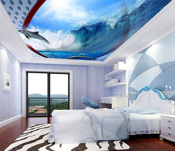 Sunny Blue Ocean Dolphins Wallpaper AJ Wallpaper 
