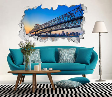 3D City Long Bridges 378 Broken Wall Murals Wallpaper AJ Wallpaper 
