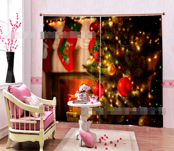 3D Shining Christmas Tree 2081 Curtains Drapes Wallpaper AJ Wallpaper 