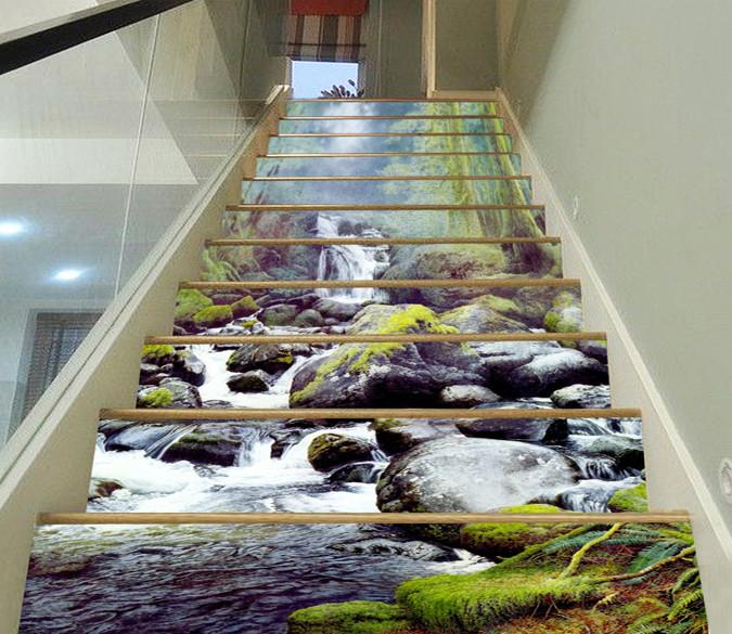 3D River Stones 756 Stair Risers Wallpaper AJ Wallpaper 