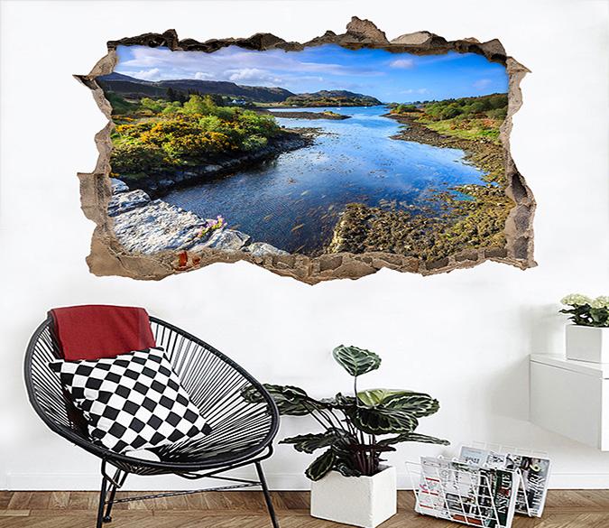 3D Long River Scenery 074 Broken Wall Murals Wallpaper AJ Wallpaper 
