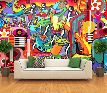 Colorful Musical Instruments Wallpaper AJ Wallpaper 2 