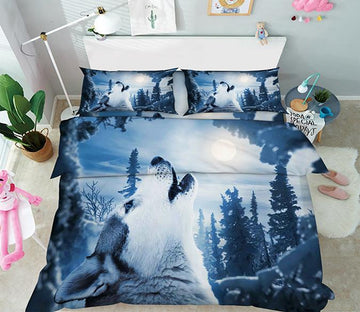 3D Forest Full Moon Wolf 111 Bed Pillowcases Quilt Wallpaper AJ Wallpaper 