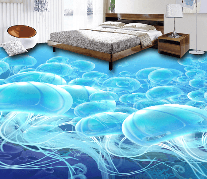 3D Jellyfish Floor Mural Wallpaper AJ Wallpaper 2 