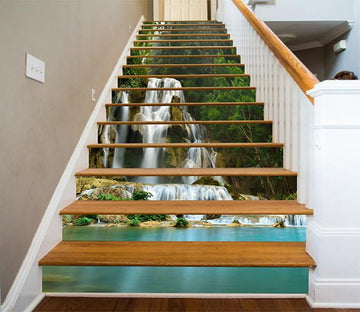 3D Calm Lake Waterfalls 896 Stair Risers Wallpaper AJ Wallpaper 