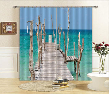 3D Sea Wooden Bridge 691 Curtains Drapes Wallpaper AJ Wallpaper 