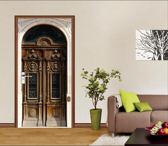 3D Gate Wood Carvings 14 Door Mural Wallpaper AJ Wallpaper 