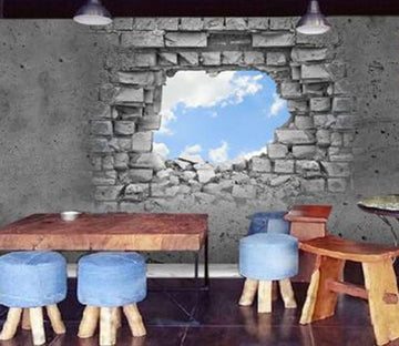 3D Wall Hole Sky 574 Wallpaper AJ Wallpaper 