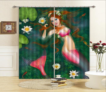 3D Pretty Mermaid Curtains Drapes Wallpaper AJ Wallpaper 
