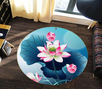 3D Pretty Lotus Flowers 116 Round Non Slip Rug Mat Mat AJ Creativity Home 