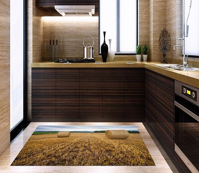 3D Farmland Haystacks 72 Kitchen Mat Floor Mural Wallpaper AJ Wallpaper 