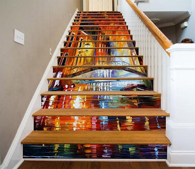 3D City Street Painting 1273 Stair Risers Wallpaper AJ Wallpaper 