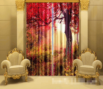3D Red Trees 1097 Curtains Drapes Wallpaper AJ Wallpaper 