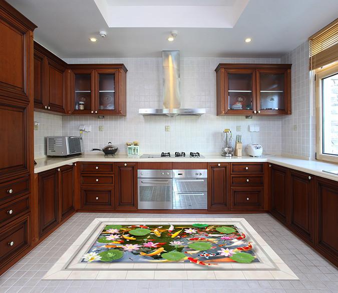 3D Fish Pond 143 Kitchen Mat Floor Mural Wallpaper AJ Wallpaper 