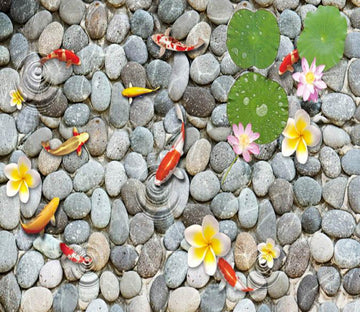 3D Flowers And Pebbles Floor Mural Wallpaper AJ Wallpaper 2 