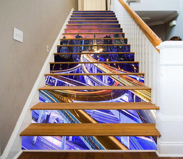 3D Bright City Night 1569 Stair Risers Wallpaper AJ Wallpaper 