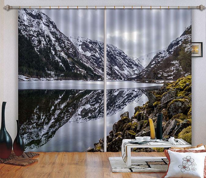 3D Calm Mountain Lake 20 Curtains Drapes Wallpaper AJ Wallpaper 