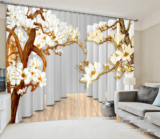 3D Corridor Flowers Trees 953 Curtains Drapes Wallpaper AJ Wallpaper 